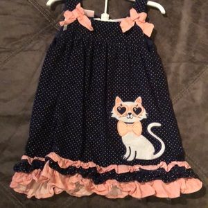 Nannette Girl blue pink cat toddler dress